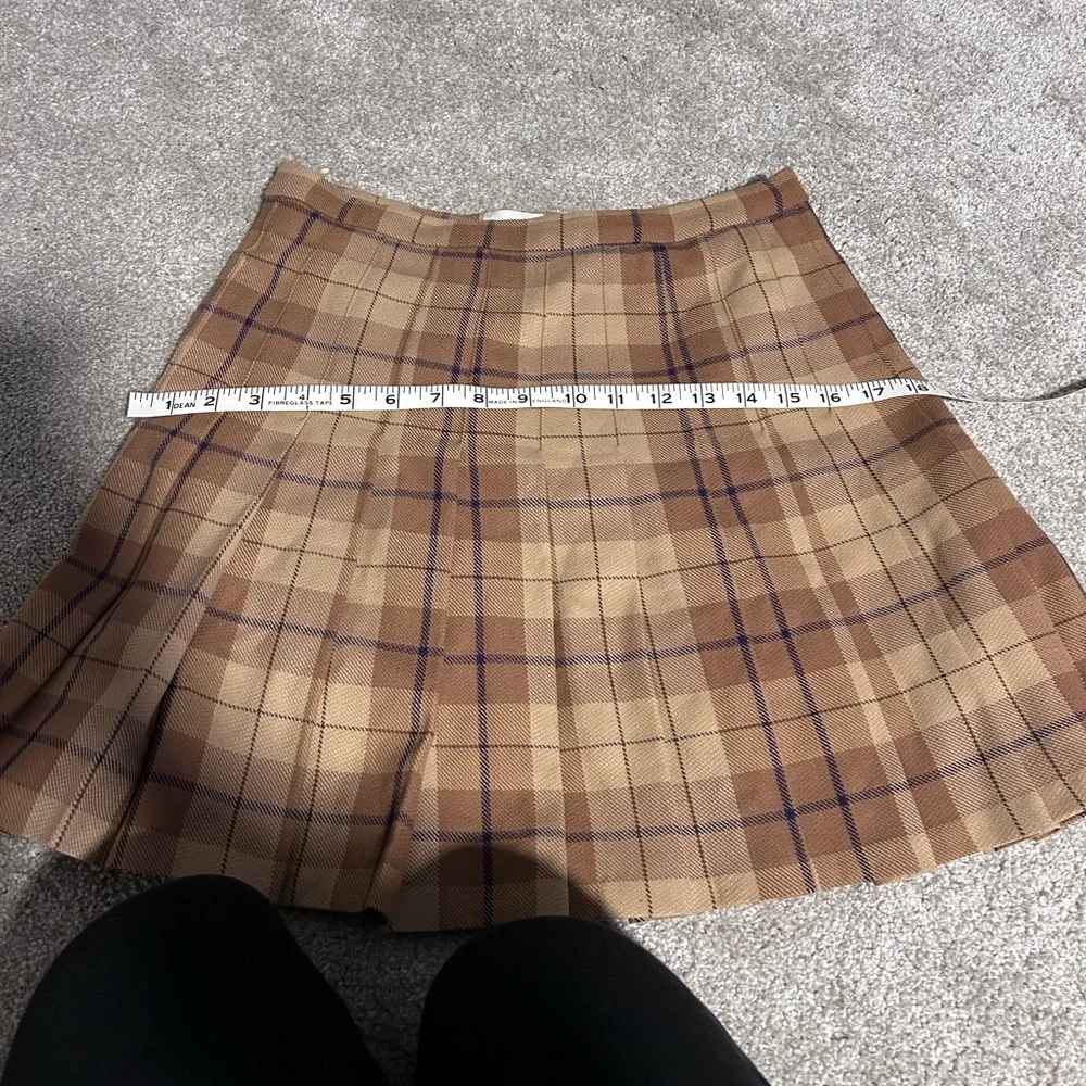 NWOT Aritzia Wilfred Juliet Wool Blend Plaid Mini Skirt Brown Preppy Academia - Picture 5 of 6